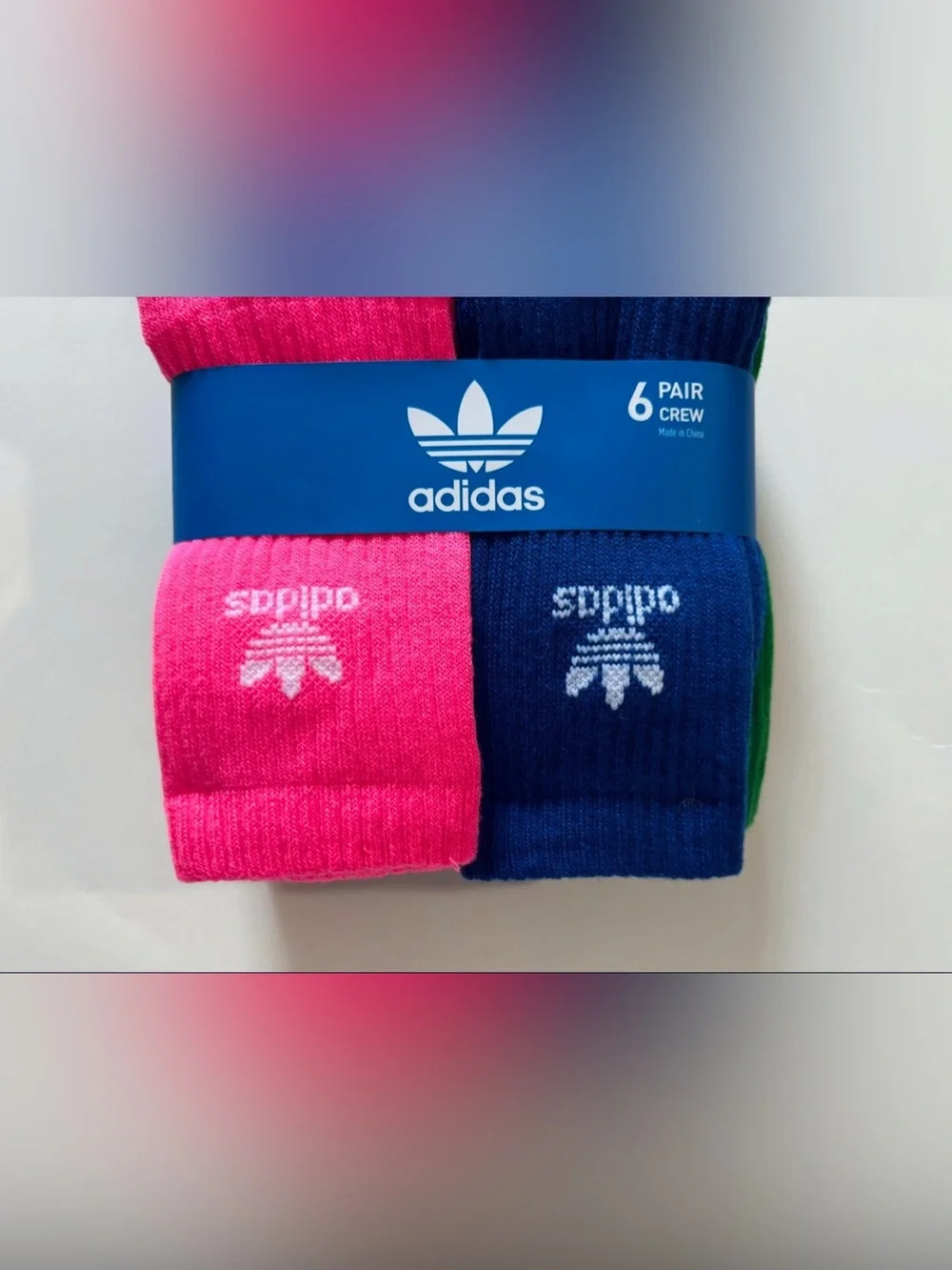 adidas Originals Crew Socks Pack in Red, Green, Blue, Yellow, Pink, Navy